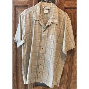 Columbia Men's Shirt XL Green Outdoor Short Sleeve Button-Up Lightweight Fishing